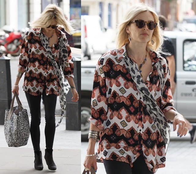 Fearne Cotton showcases her effortlessly eclectic style as she arrives at the BBC Radio 1 studios in London wearing a bold mixed-print ensemble on August 5, 2014