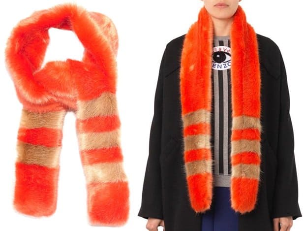 Shrimp Ivana Striped Faux Fur Scarf