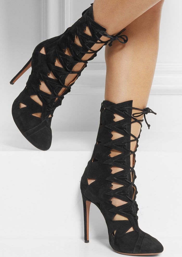 Black Alaïa Cutout Suede Boots