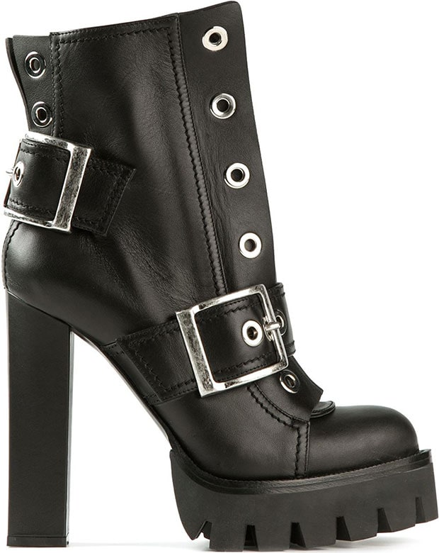 Alexander McQueen Chunky High Heel Biker Boots