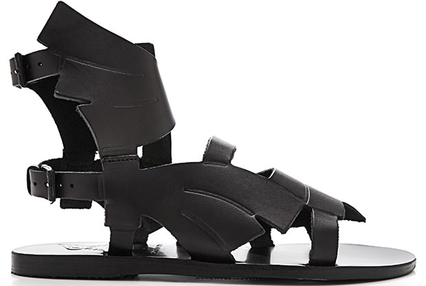 Inspired by the whimsical footwear of Hermes, messenger to the gods of Greek mythology, these handcrafted black-winged leather sandals from Ancient Greek Sandals pair a clean and minimalist construction with a Grecian aesthetic for an intriguingly divine look