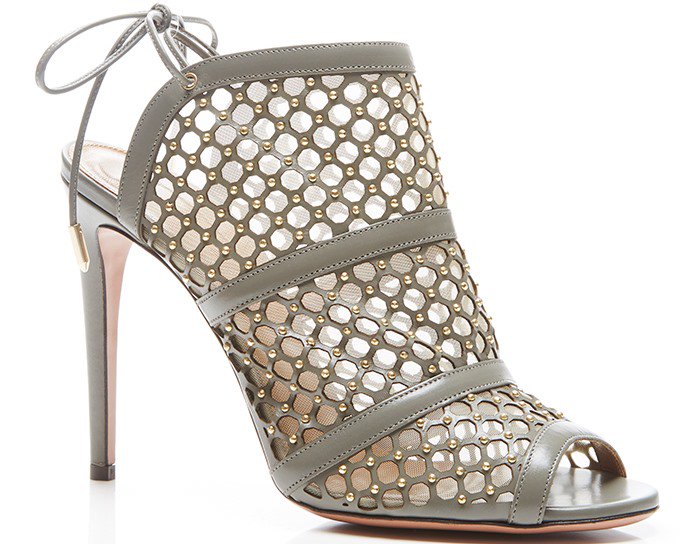 Blondie Studded Leather-and-Mesh Sandals