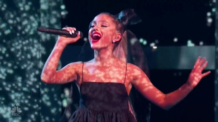 Ariana Grande opens the 2018 Billboard Music Awards with a fiery performance of 'No Tears Left to Cry'