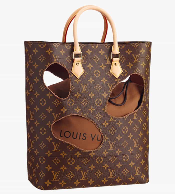Rei Kawakubo’s $2,790 ‘Bag With Holes’ boldly subverts Louis Vuitton’s iconic Sac Plat with raw, asymmetrical cutouts—challenging tradition while including a textile insert pouch for practical use
