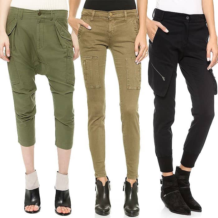 NLST Harem Cargo Pants / Current/Elliott Flat-Pocket Cargo Pants / James Jeans Slouchy Fit Utility Cargo Pants