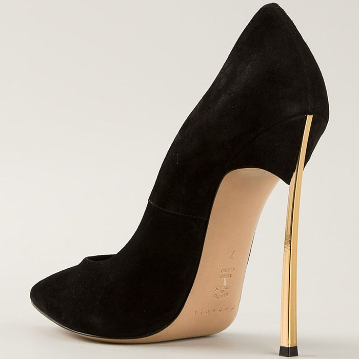 Casadei black suede blade pumps