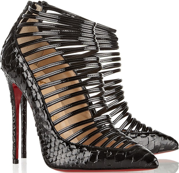 Christian Louboutin Gortik Python-and-Patent-Leather Ankle Boots