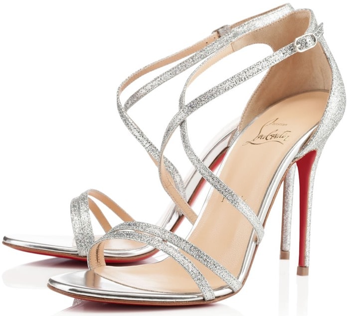 Christian Louboutin Silver Gwynitta Glitter Minispecchio