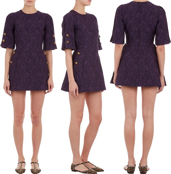 Dolce & Gabbana Jewel-Button Brocade Dress