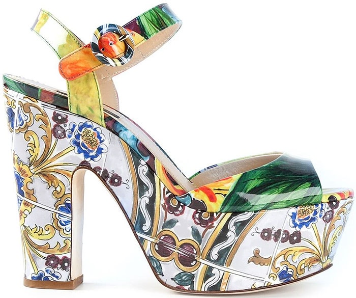 Dolce & Gabbana Tile-Print Platform Sandals