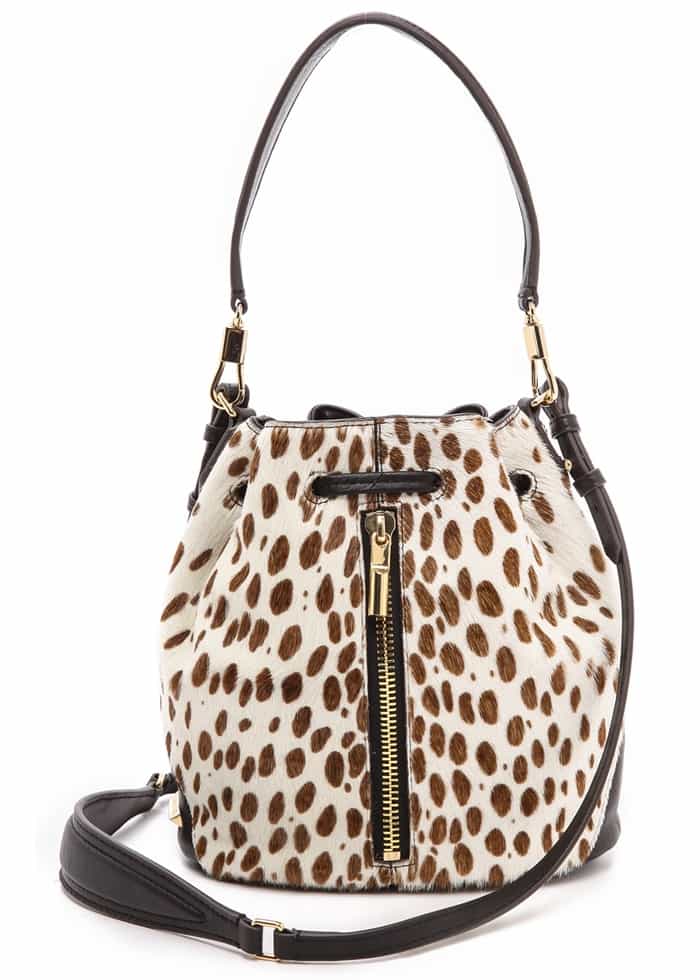 Elizabeth and James "Cynnie" Haircalf Mini Bucket Bag in Ivory/Black