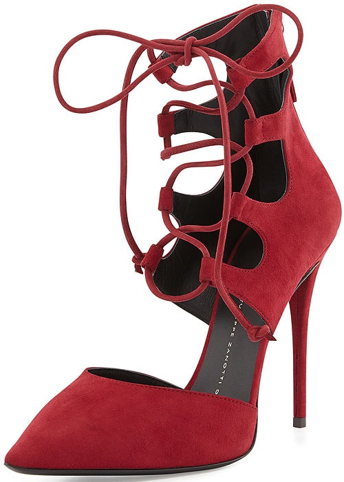 Giuseppe Zanotti Suede Lace-Up Pumps in Red