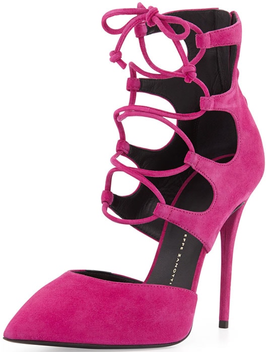 Giuseppe Zanotti Suede Lace-Up Pumps in Fuchsia