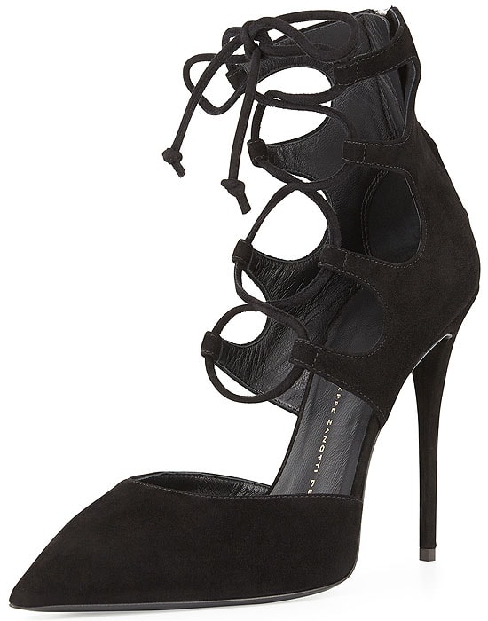 Giuseppe Zanotti Suede Lace-Up Pumps in Nero