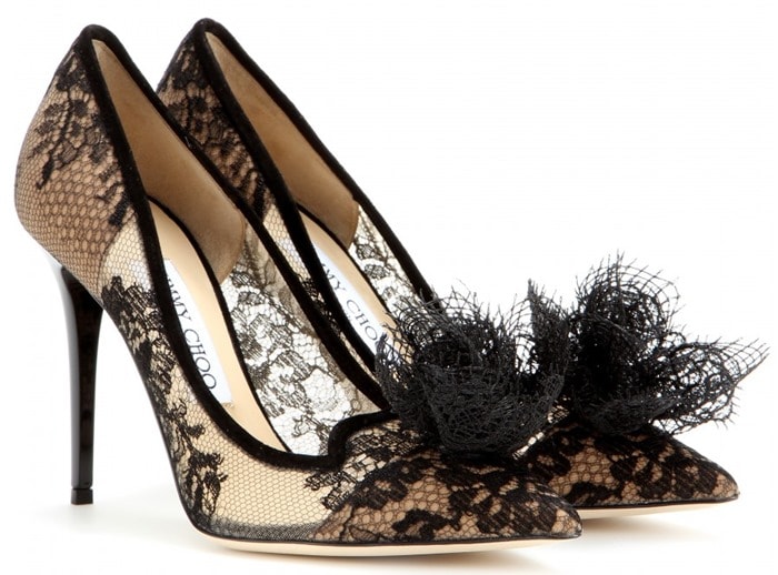 Jimmy Choo Black Duchess Lace Pumps