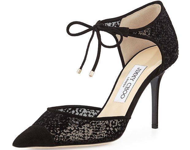 Jimmy Choo Valor Ankle-Tie Burnout Pumps