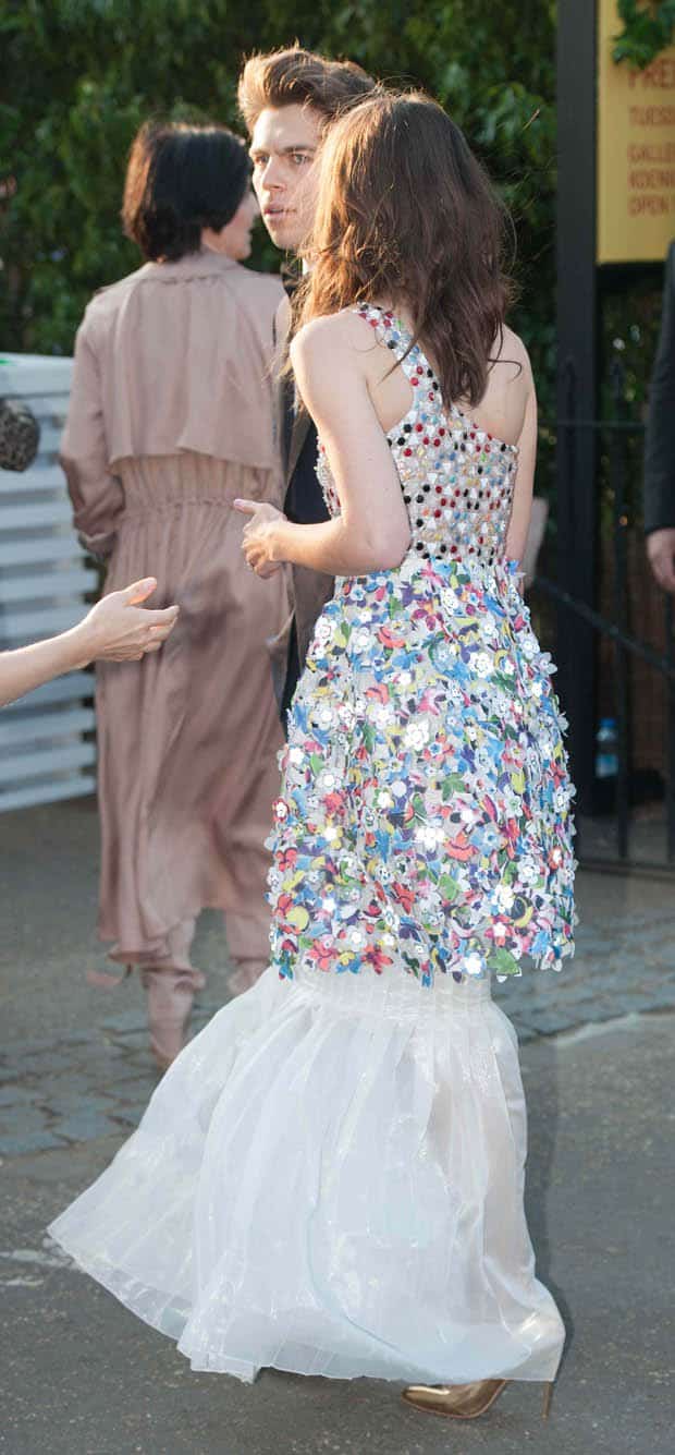 Keira Knightley's Chanel Resort 2015 dress with beaded top and floral appliqué skirt