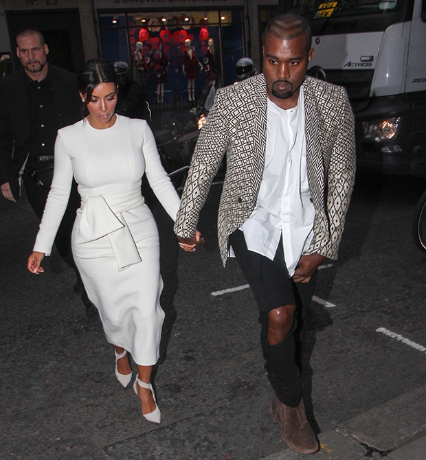 Kim Kardashian and Kanye West at Hakkasan restaurant in Mayfair, London, England, on September 23, 2014