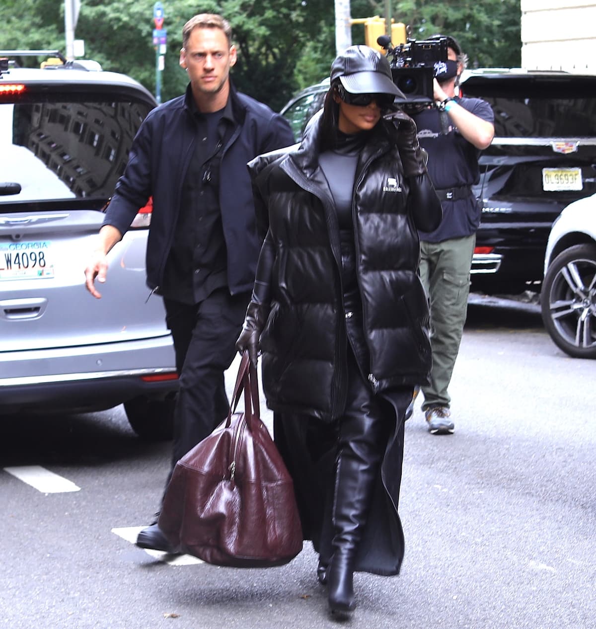 Kim Kardashian filming her new Hulu show with her tv crew after leaving her luxury hotel in New York City