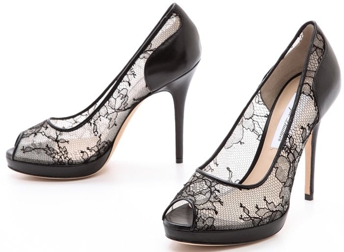 Monique Lhuillier Belle Lace Pumps Black