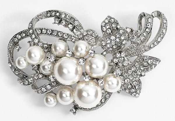 Nina 'Jaela' Faux Pearl & Crystal Brooch