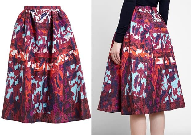 Peter Pilotto Printed Textured Stretch Silk Skirt