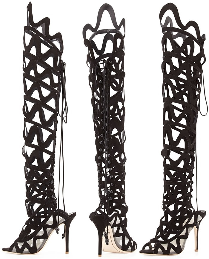 Sophia Webster Black Mila Cutout Overtheknee Boot