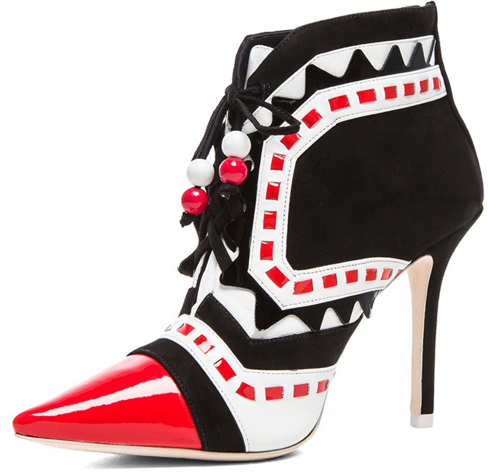 Sophia Webster Red 100mm Riko Pointy Suede Booties