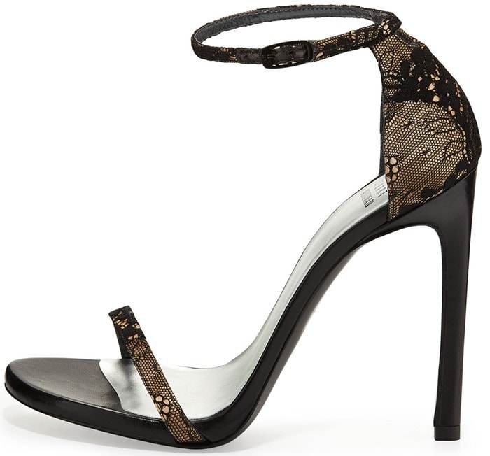 Stuart Weitzman Gold Nudist Lace Ankle-strap Sandal Black