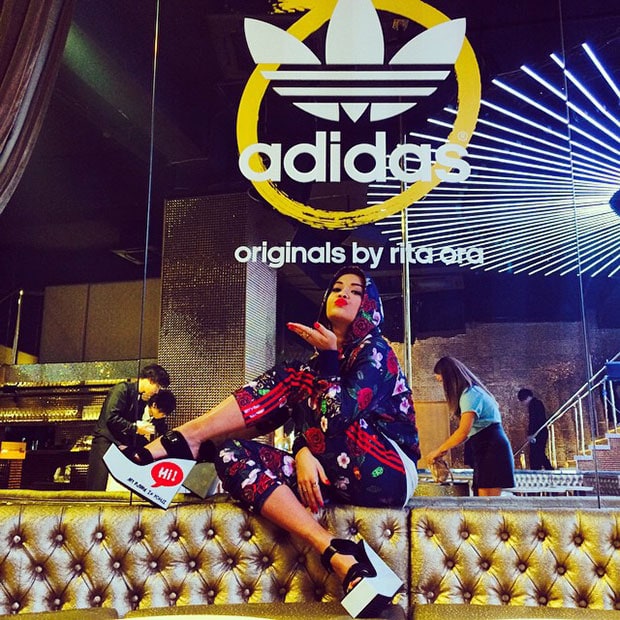 Rita Ora wearing Adidas Originals by Rita Ora at the launch of her collection in Tokyo, Japan