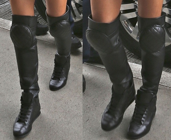 Fergie's lace-up thigh-high sneakers