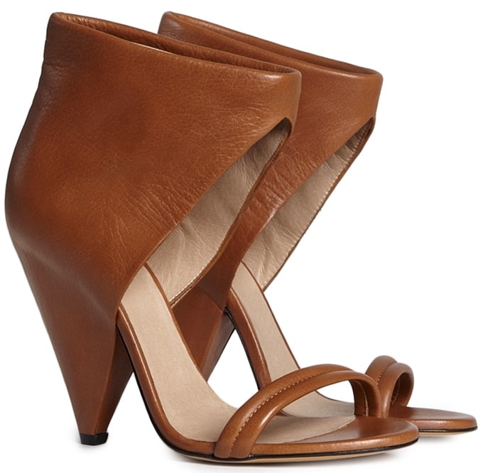 IRO "Saika" Cone-Heel Sandals in Camel