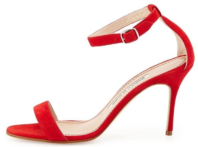 Manolo Blahnik Chaos Sandals in Red Suede