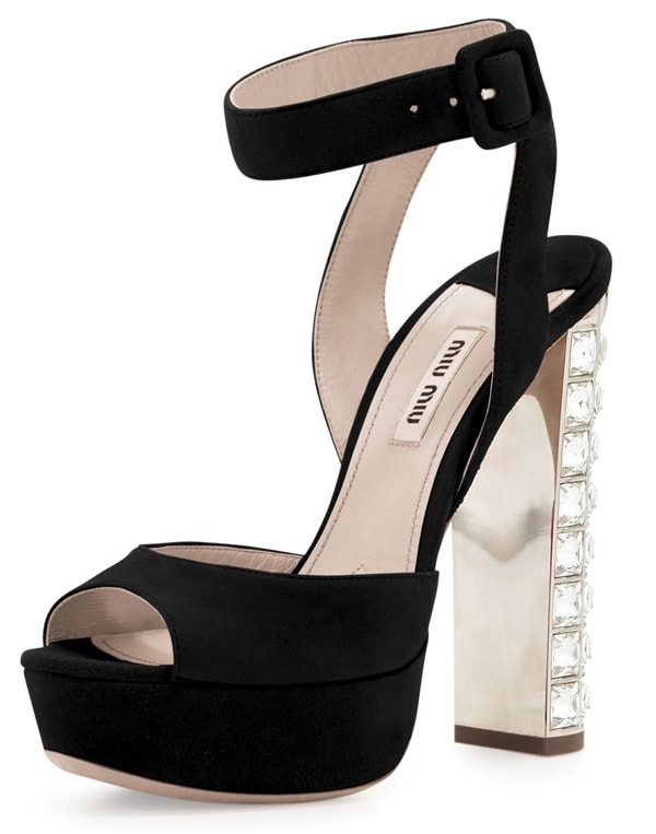 Miu Miu Platform Sandals in Black Suede