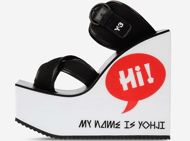 Y-3 Wedge Sandals in Black and White