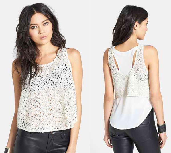 ASTR Sequin Lace Layered Tank