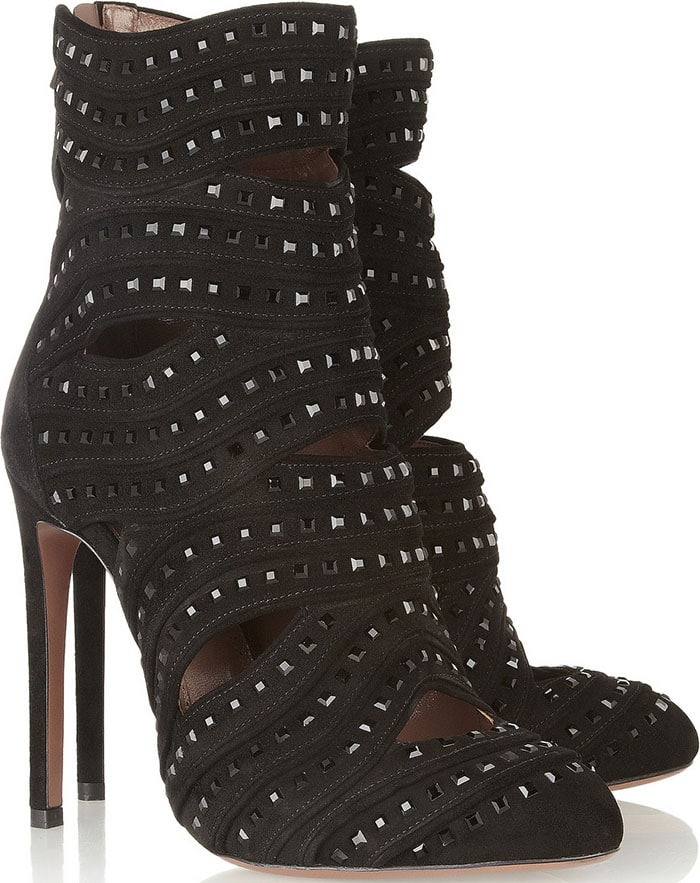 Alaïa Studded Cutout Suede Boots