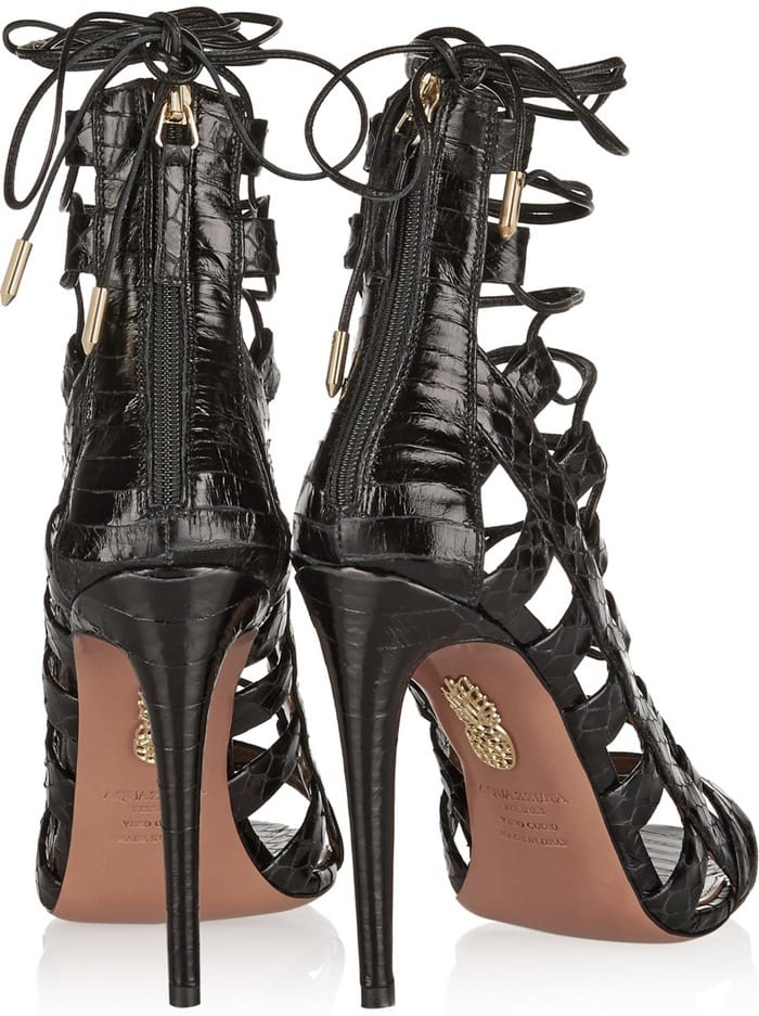 Aquazzura Amazon lace-up elaphe sandal