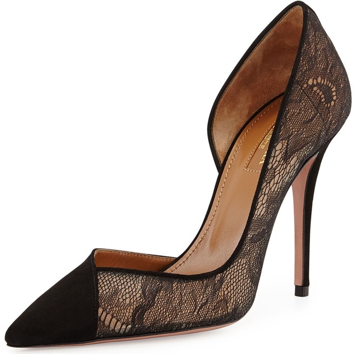 Aquazzura Lace Half-d'Orsay Pumps