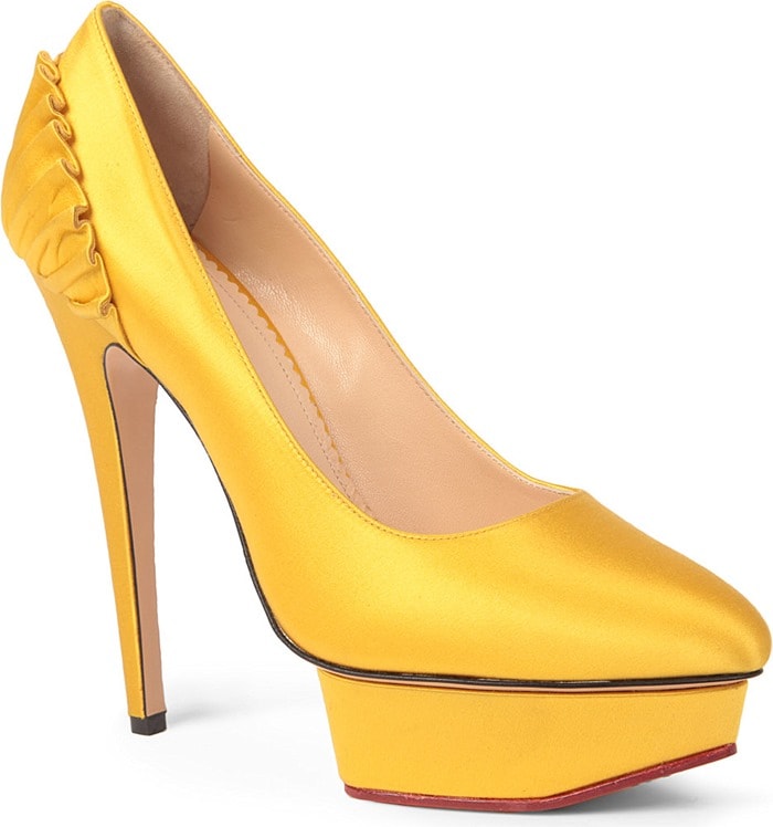 Charlotte Olympia Paloma Satin Platform Courts Yellow