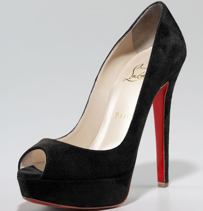 Christian Louboutin Black Blue Banana Suede Platform Pump