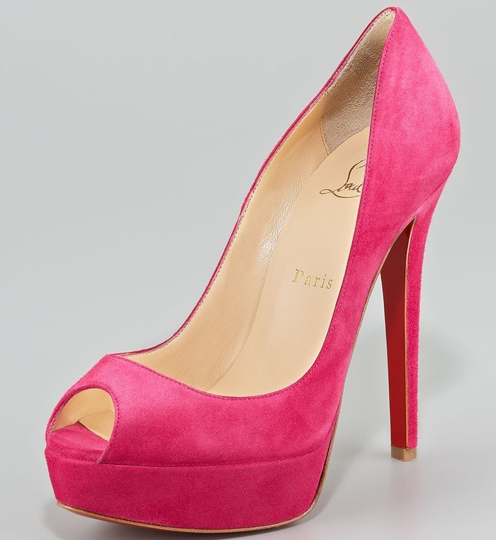 Christian Louboutin Pink Blue Banana Suede Platform Pump