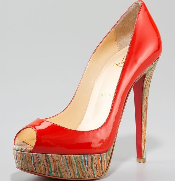 Christian Louboutin Red Banana Cork-heel Patent Pump