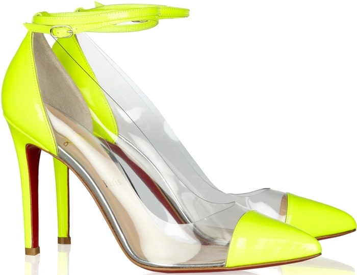Christian Louboutin Yellow Un Bout 100 Patent Leather and Pvc Pumps