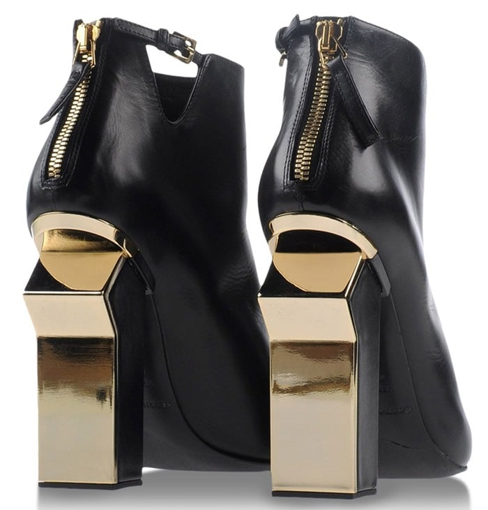 Gianmarco Lorenzi Black Ankle Boots Gold Leaf