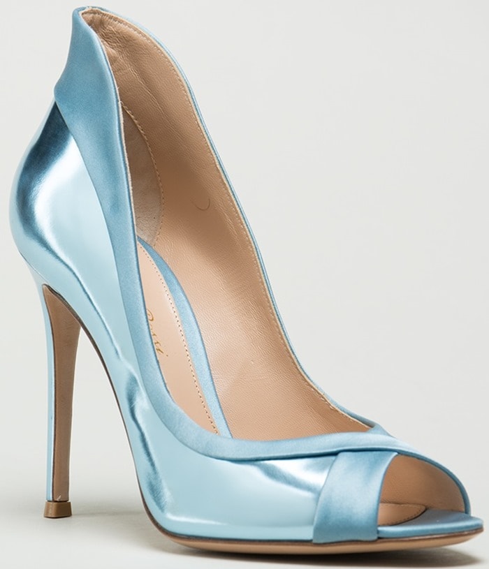 Gianvito Rossi Blue Peep Toe Ellipsis Pump