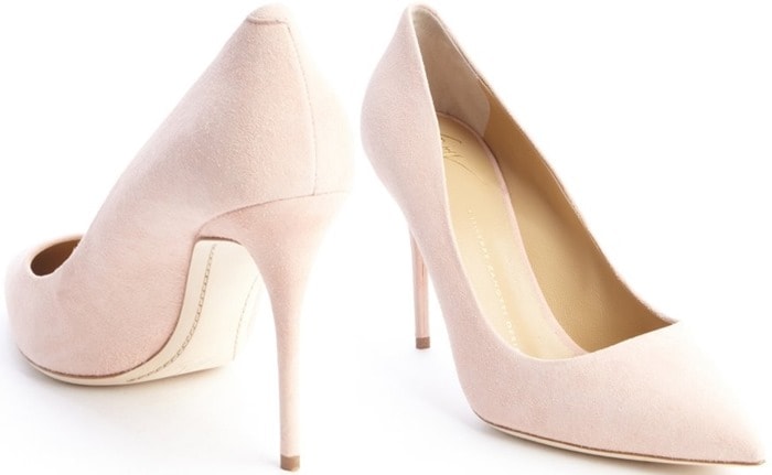 Giuseppe Zanotti Nude Suede Pointed-Toe Pumps