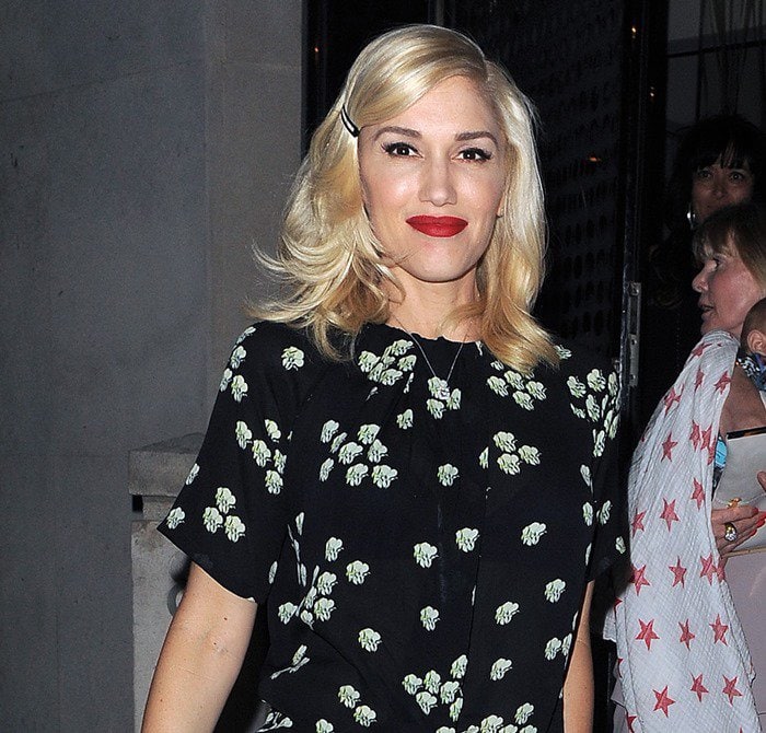 Gwen Stefani enjoying a late dinner at Italian restaurant Locanda Locatelli in London on July 23, 2014