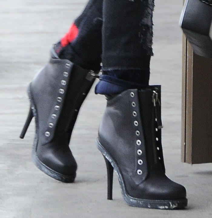 Gwen Stefani wearing L.A.M.B. booties