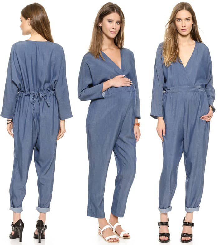 Hatch Blue The Long Sleeve V Neck Jumpsuit